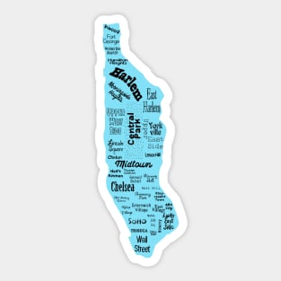 new york city/manhattan map - blue Sticker